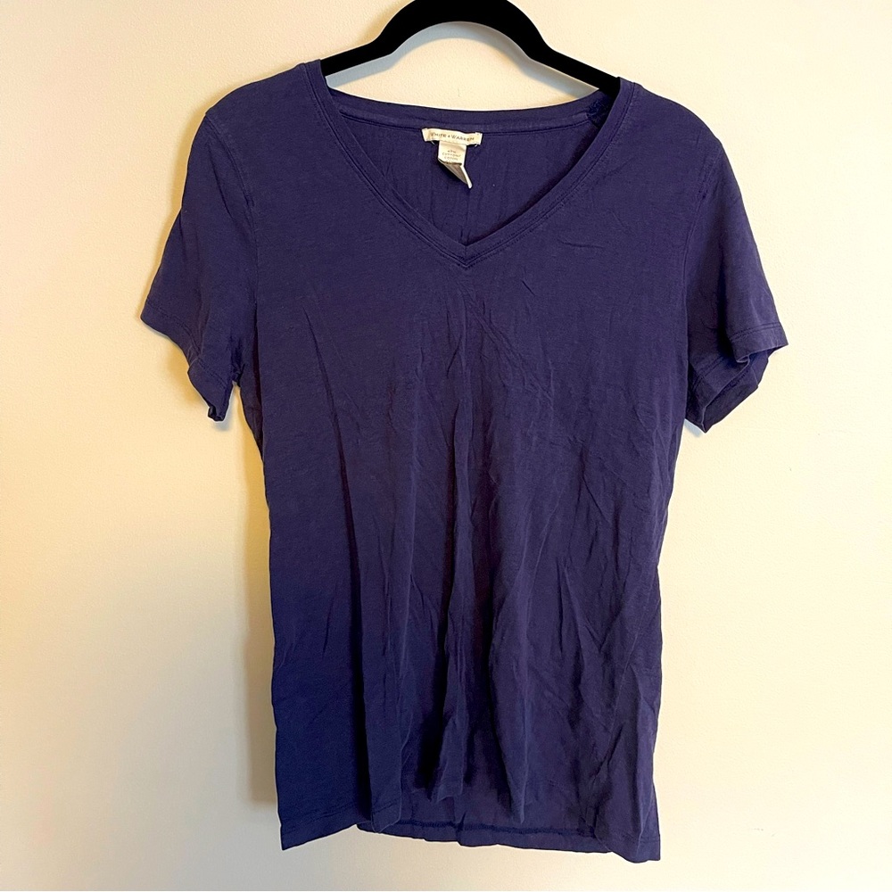 White and Warren navy  v neck shirt